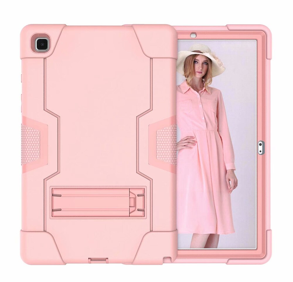 Do Samsung Galaxy Tab A7 10.4 2020 SM-T500 SM-T505 Case odporny na wstrząsy dzieci bezpieczne PC Silicon Hybrid Stand Full Body Tablet Cover: Rose Gold