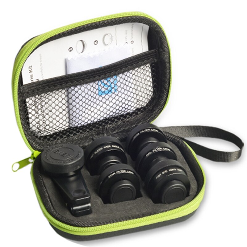 APEXEL 6In1 Kit Camera Lens Photographer Mobile Phone Lenses Kit Macro Wide Angle Fish Eye CPL Filter for iPhone Xiaomi Mi9: Default Title