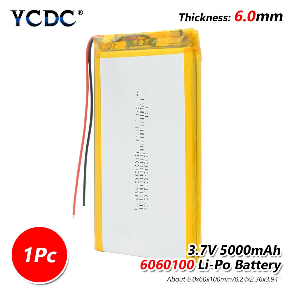 3.7V 5000mAh 6060100 Lithium Polymer Li-Po li ion Rechargeable Battery Lipo cells For Tachograph MP3 Portable Bluetooth speaker: Default Title