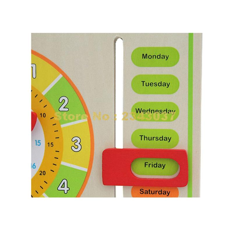 Multifunctionele Houten Kalender/Datum/Tijd Klok Educatief Puzzel Opknoping Hout Boord Speelgoed