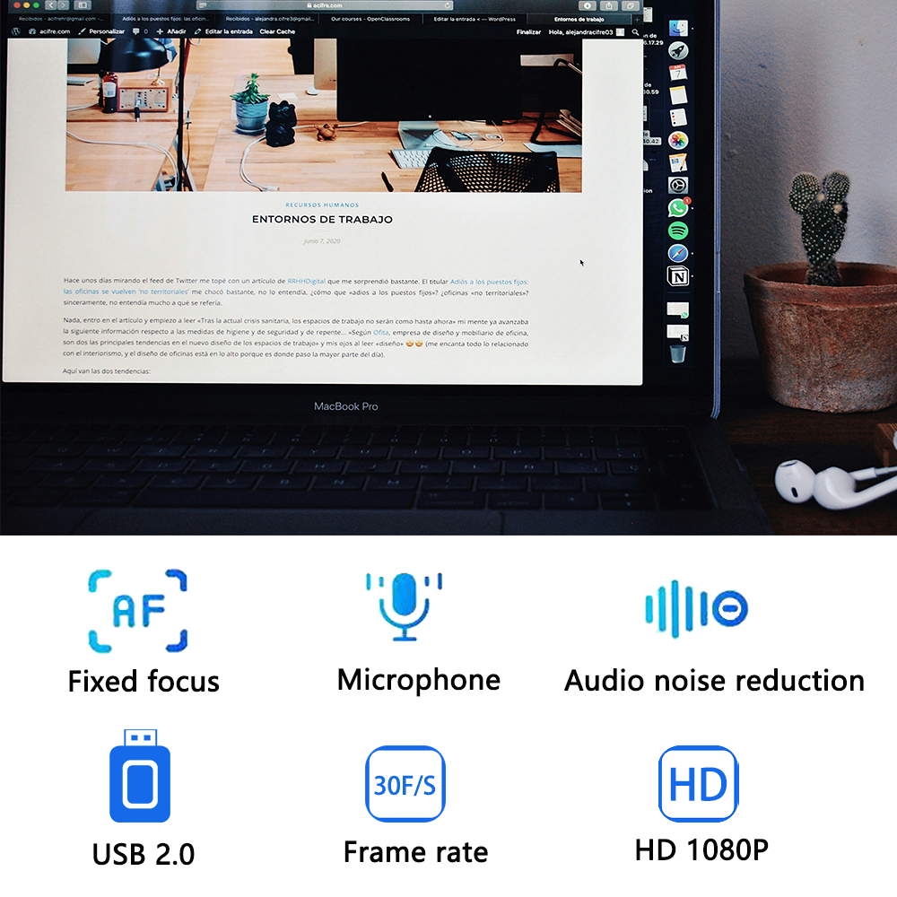 Webcam 1080p para pc, câmera usb giratória sem necessidade de drivers com microfone para computador desktop, ideal para videochamadas e conferências.