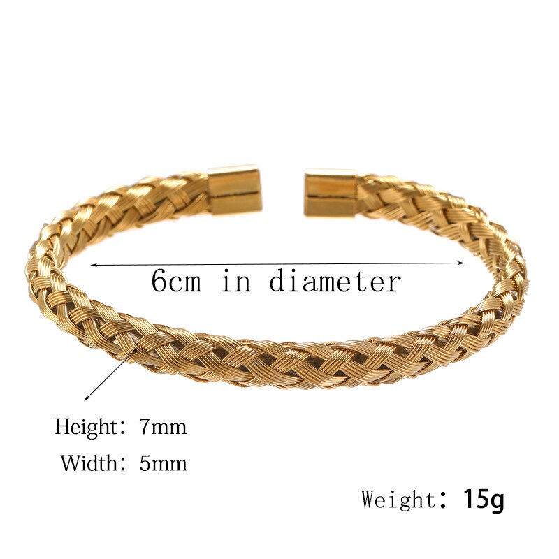 Stainless Steel Titanium Steel Braided Braided Steel Wire Open Bracelet Fine Men and Women Simple Geometric Round Fine Jewelry