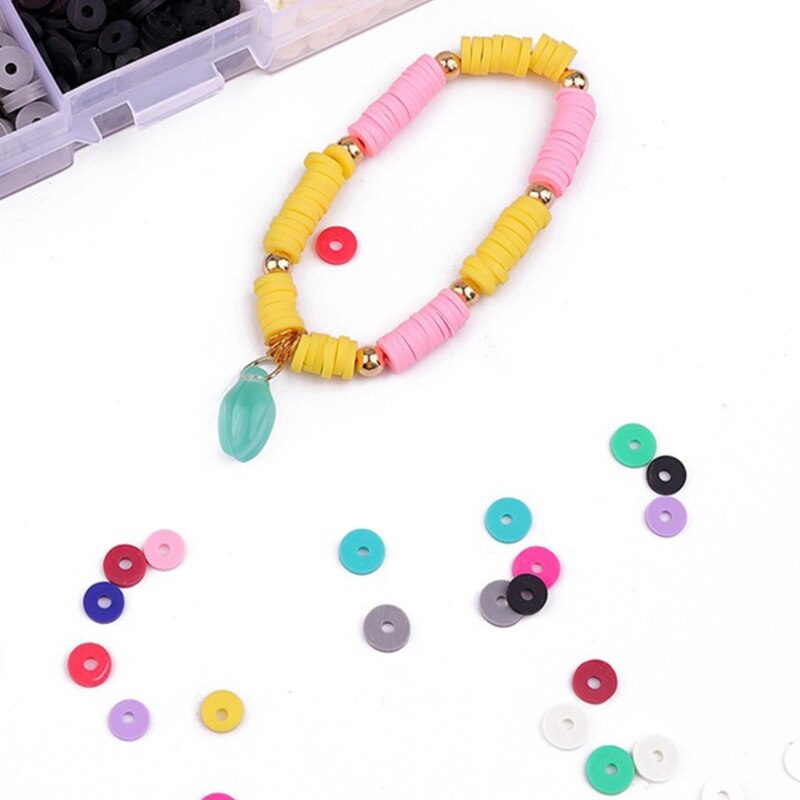 C6UD separador de cuentas de arcilla pulseras collar pendiente DIY Kit para manualidades con colgante salto anillos pulseras 6mm granos de arcilla