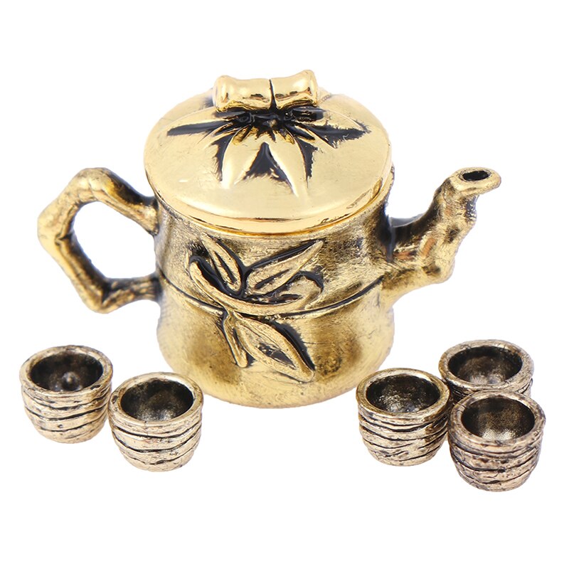 Vendita calda Tazza di Tè Insieme Teiera Bollitore 1: 12 della Mobilia del Dollhouse Miniature Sala Ware Cucina FAI DA TE Giocattolo Del Bambino Regalo Di Natale