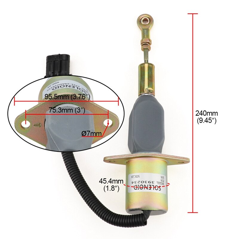 Sulku solenoidi 3930234 sopii cummins 6bt,6ct moottoreille komatsu 24v