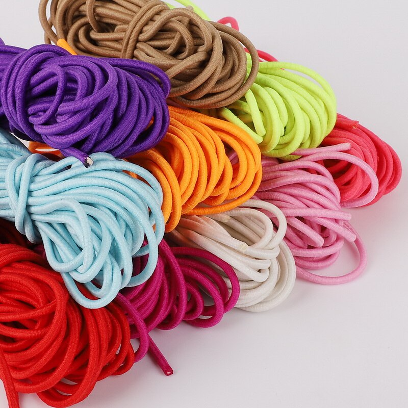 Cuerda elástica de 5 metros de largo, 2,5mm de ancho, banda de goma redonda colorida de , línea elástica para accesorios de costura artesanal