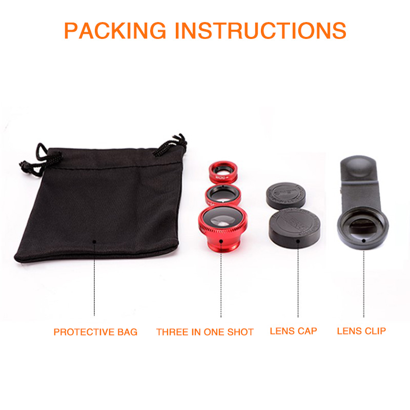 Kit d'objectif de caméra de téléphone 3 en 1, objectifs de téléphone portable Fisheye, Zoom 0,67X, Macro grand Angle HD, objectif de caméra universel pour tous les smartphones