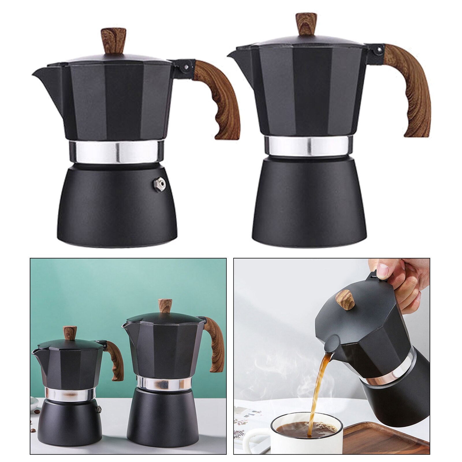 Aluminium Moka Pot Kookplaat Koffiezetapparaat Italiaanse Espresso Brouwer, Schoon Te Maken