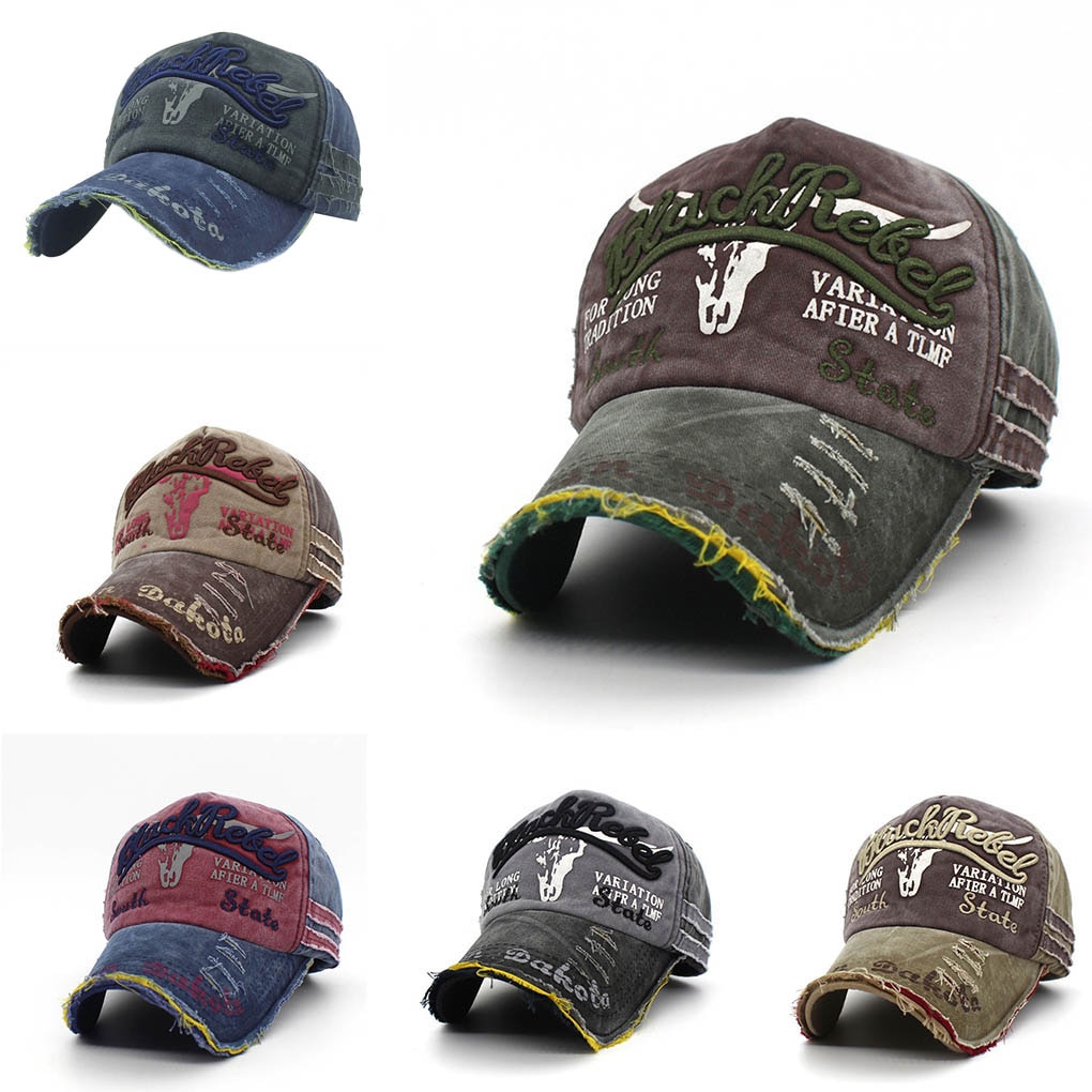 Gorras de béisbol con cierre trasero para hombre y mujer, sombrero de béisbol con Cierre trasero, Estilo Vintage, de lona, sombrero de tela de vaquero, de algodón con letras