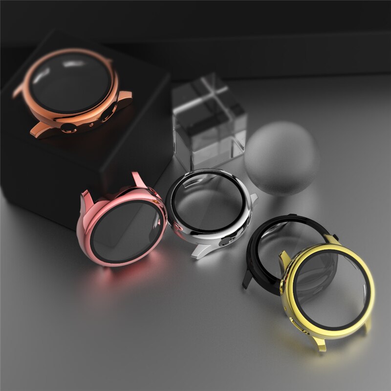 Pc plating + beschermhoes gehard glas voor samsung galaxy watch active 2 44/40mm bescherming active 2 44/40mm beschermhoes