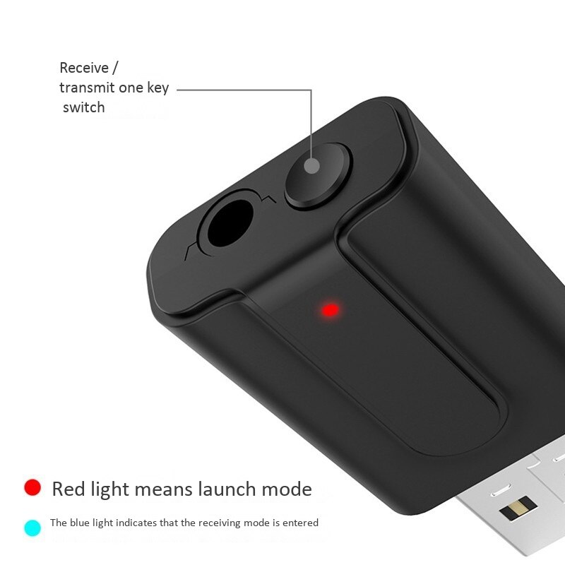 Bluetooth Transmitter and Receiver USB Wireless Bluetooth 5.0 Adapter 2 in 1 Mini 3.5mm Stereo for TV Headphone PC