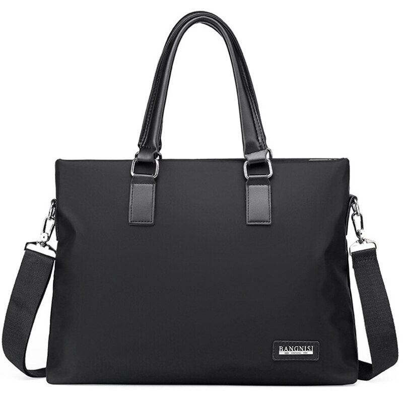 BANGNISIDAISHU homme Sac À Main Affaires Sac Grande Capacité Horizontale Pochette D'ordinateur Réglable Sac À Bandoulière: Black