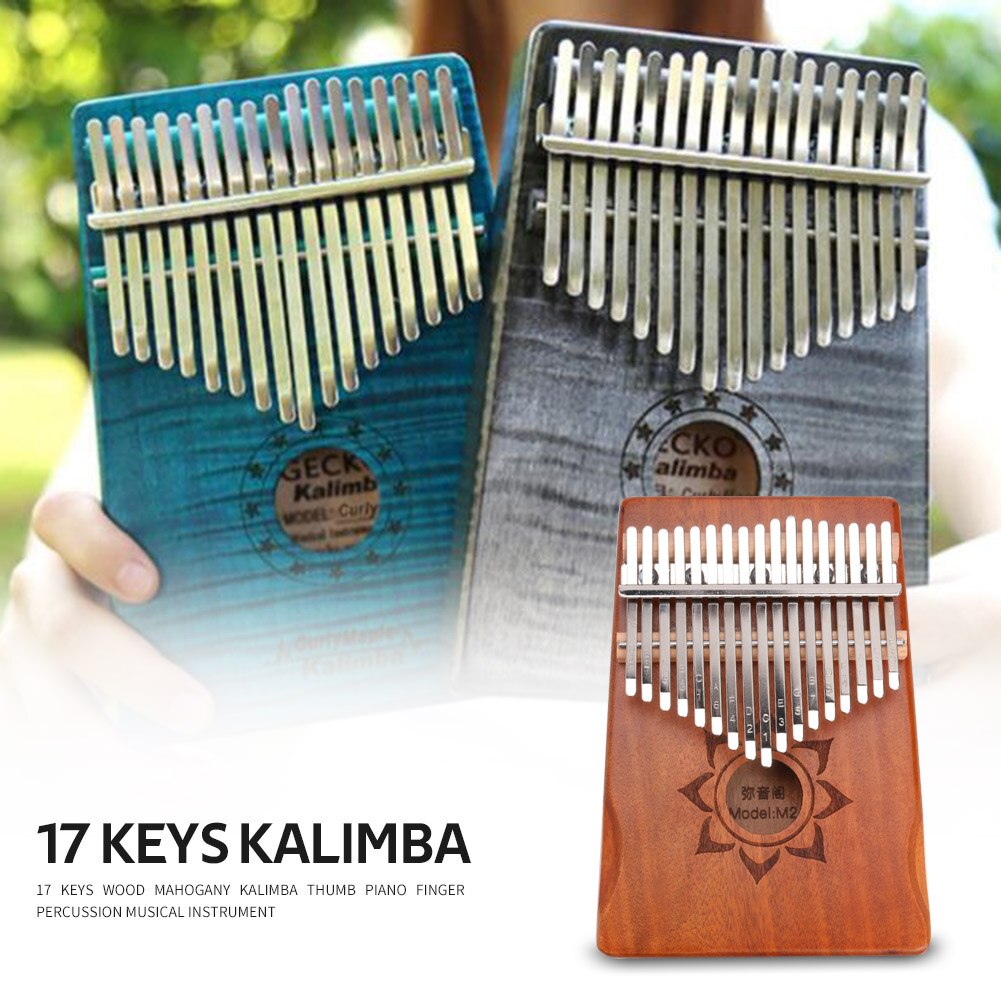 17 nøgler kalimba træ mahogni kalimbas percussion finger tommelfinger klaver med tuner opbevaringspose musikinstrument