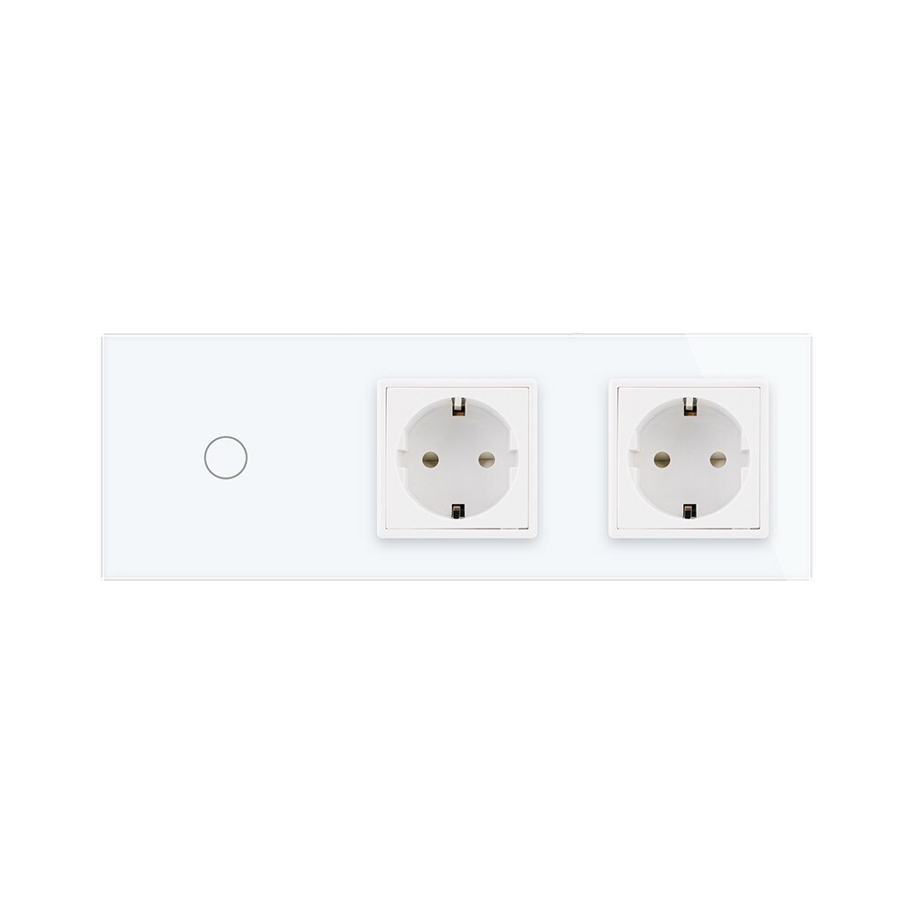 Livolo Eu Standaard Stopcontact, Ac 220 ~ 250V,Crystal Glass Outlet Panel, 2Gang Muur Stopcontacten Met Touch Schakelaar