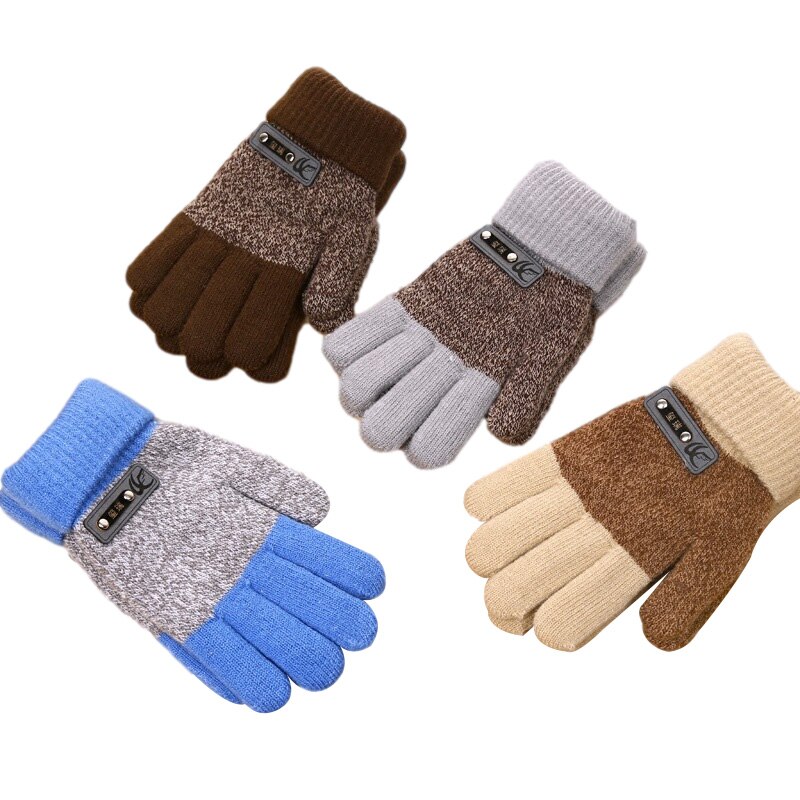Children's Warm Gloves Kids Boys Thicken Keep Warm Finger Mittens Soft Multicolor Mosaic Color Children's Accessories