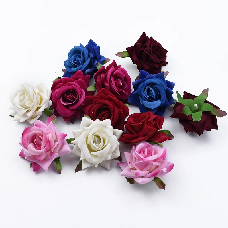 100 pièces pas cher roses mariage fleurs décoratives mur décoration de la maison accessoires fleurs artificielles un capuchon boîte: XS / green