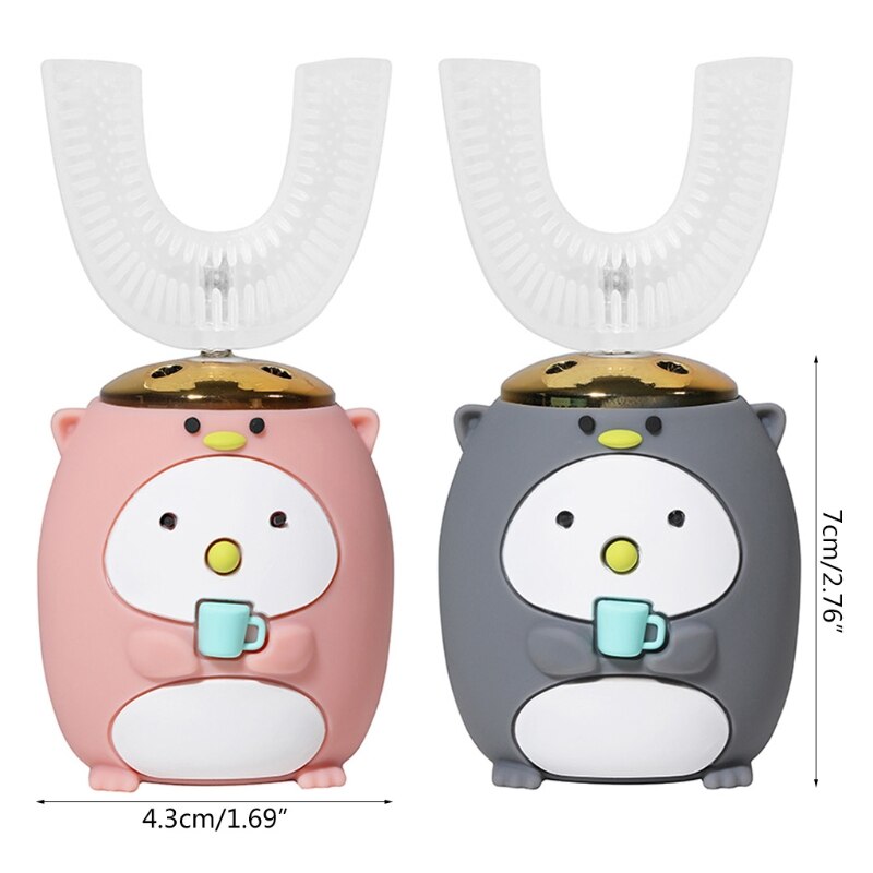 sprytny 360 stopni w kształcie litery U elektryczna szczoteczka robić zębów dla dzieci silikonowa automatyczna szczoteczka ultradźwiękowa kreskówka wzór dla dzieci