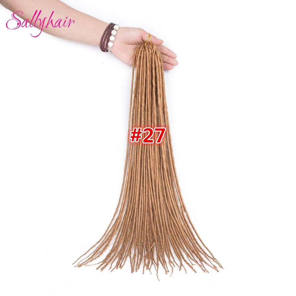 Sallyhair-extensiones de pelo largo para hombre y mujer, trenzas de ganchillo sintéticas, blancas y negras, 20 pulgadas, 12 hebras, hechas a mano: #27