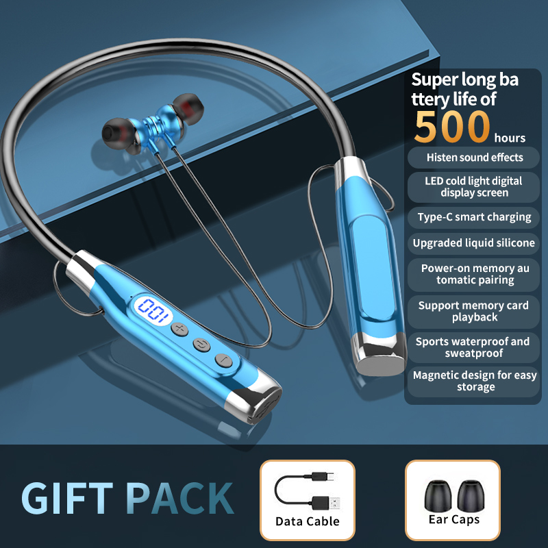 Bluetooth-Kopfhörer, kabellose Kopfhörer, magnetisch, Sport-Nackenbügel, um den Hals hängende TWS-Ohrhörer, kabelloses Bluetooth-Headset mit Mikrofon: green