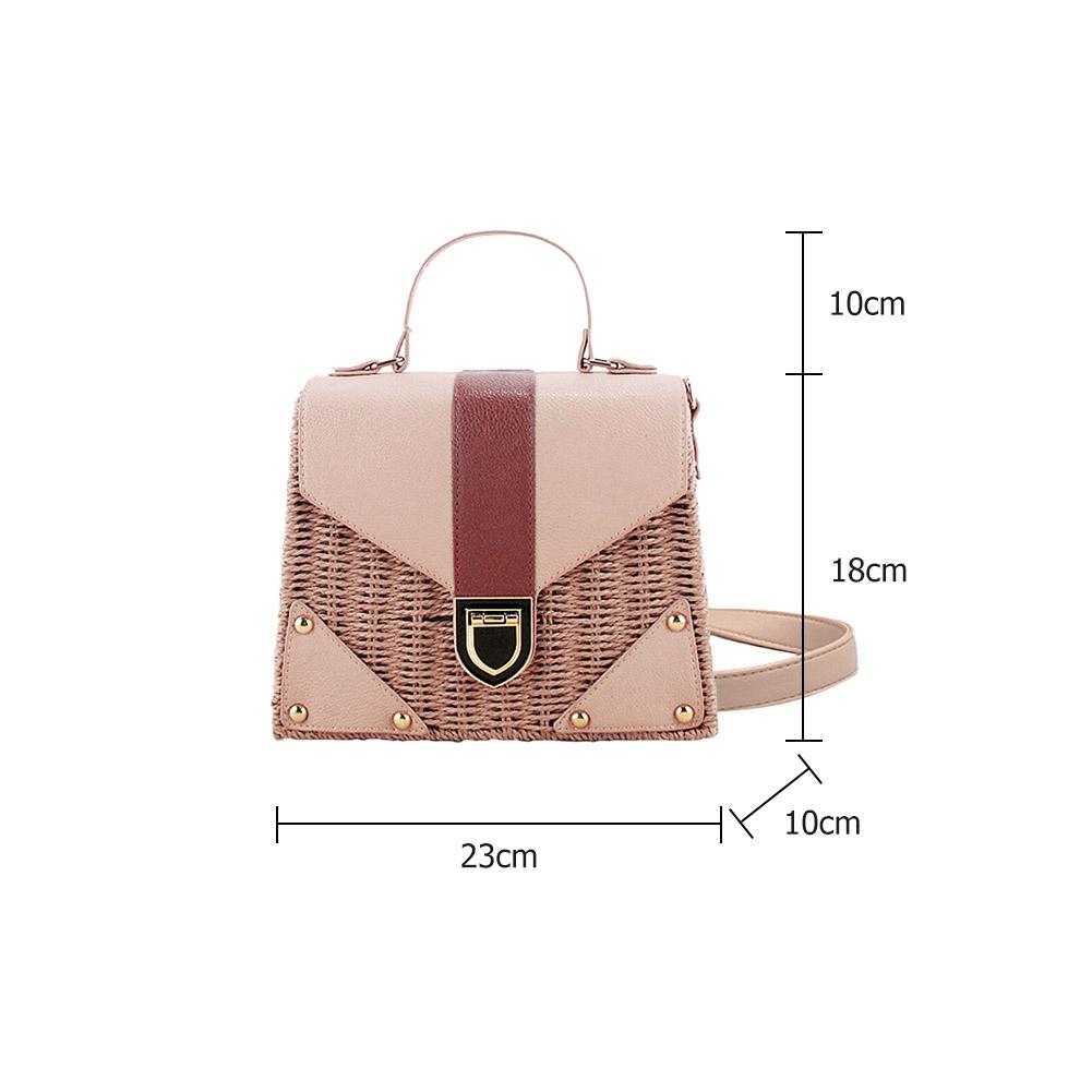 Rattan Woven Square Shoulder Bags Lock PU Leather ... – Grandado