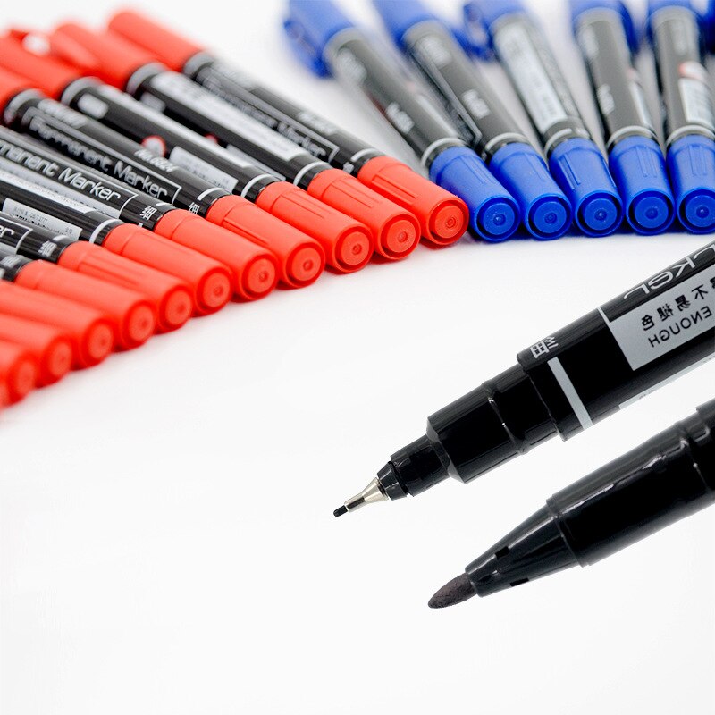 3Pcs Waterproof Permanent dual Tip 0.5/1.0 mm Nib Black Blue Red Art Marker Pens Student School Office Stationery