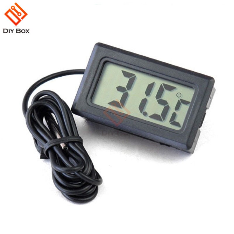 Mini Digital LCD Probe Fridge Freezer Thermometer Sensor Thermometer Thermograph For Aquarium Refrigerator Kit Chen Bar Use: Black with 1M Cable