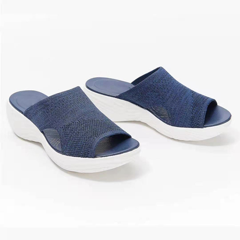 Damesandaler elastisk kraft sommersko med lave hæle sandaler sommer dame hjemmesko lette slip-on sandaler med hæl dame