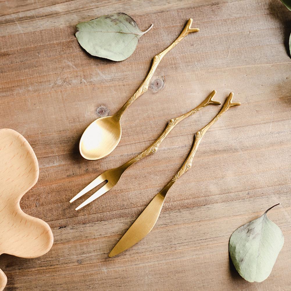 Dinner Knife Stainless Steel Dinner Spoon Anti-deform Multi-use Unique Practical Tree Branch Shape Dinner Spoon Table Fork