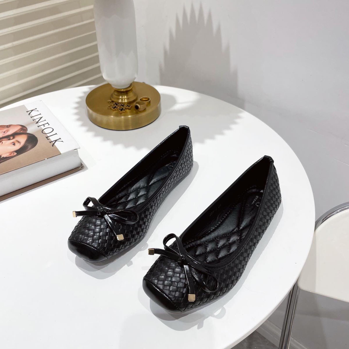 2024 frühling Sommer Ballerinas Frauen Einzelnen Schuhe Elegante Flache Damen Schwarz Blau Plus Größe 41 D061