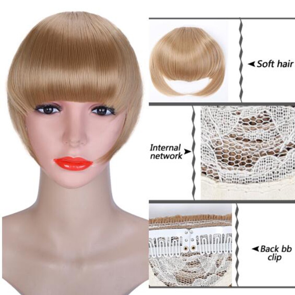 Clip de pelo con flecos para mujer, peluca de cabello con flequillo de aire Natural, accesorios para pelo sintético