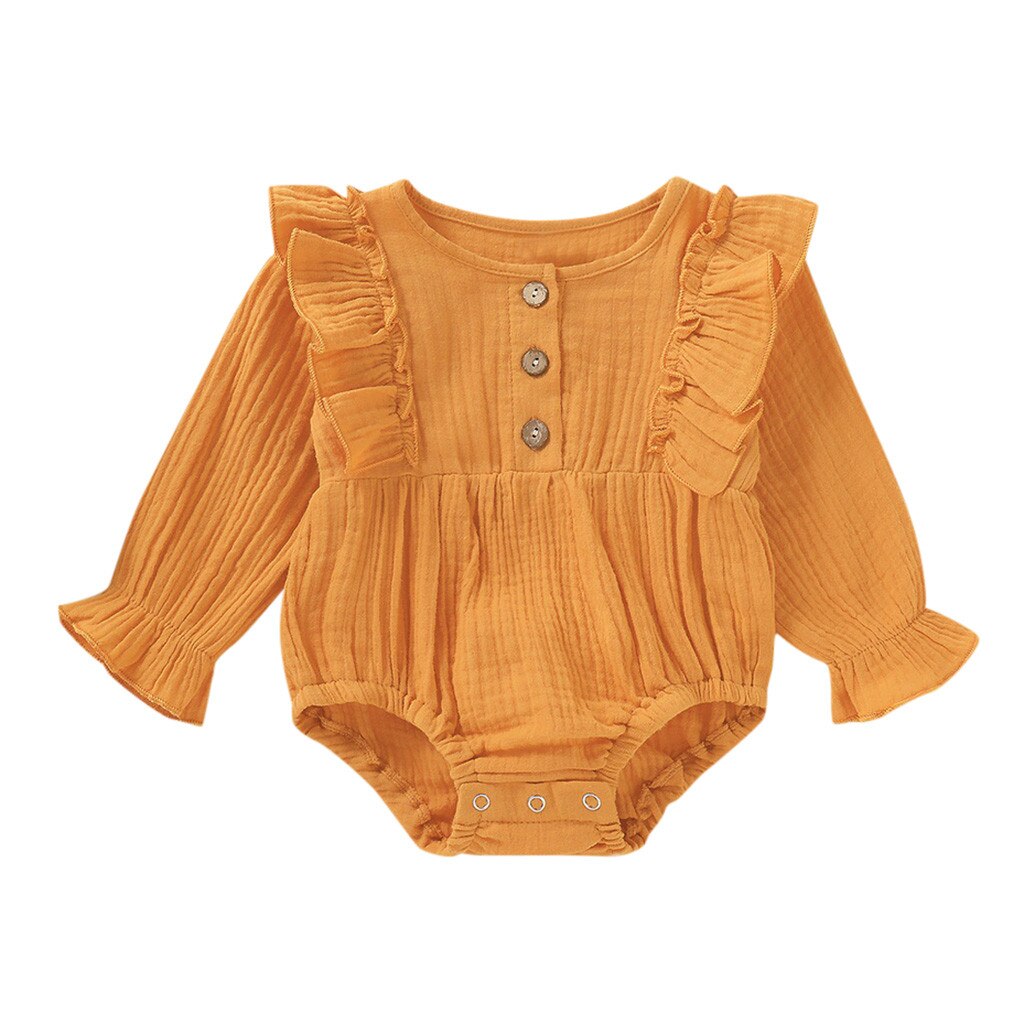 Infantil bebê bodysuit meninos & meninas macacão de manga longa sólido impressão babados macacão roupas da criança do bebê macacão outfits: Laranja / 3M