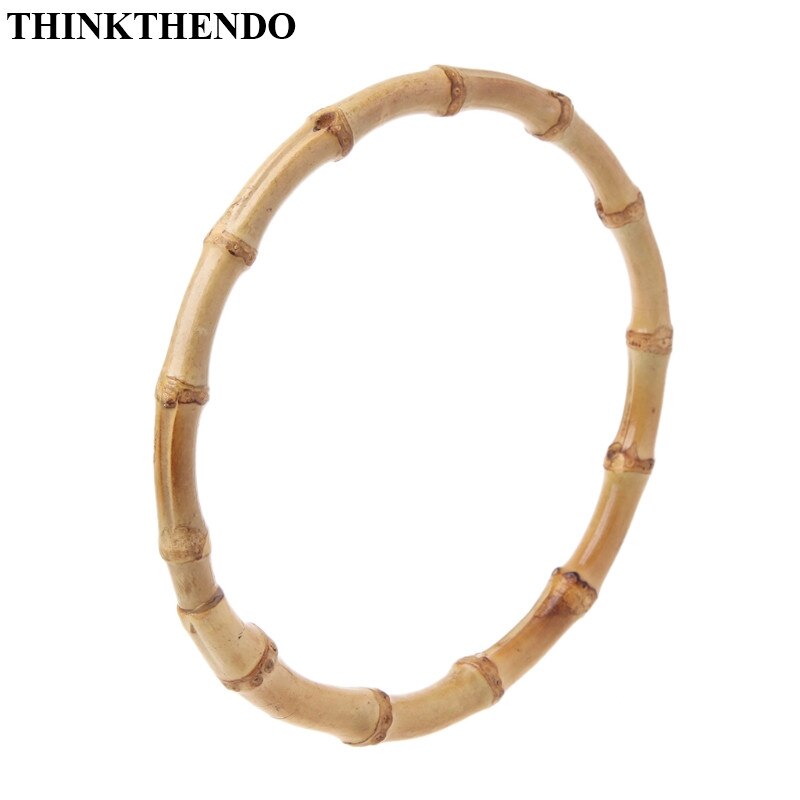 THINKTHENDO Round Bamboo Bag Handle for Handcrafted Handbag DIY Bags Accessories