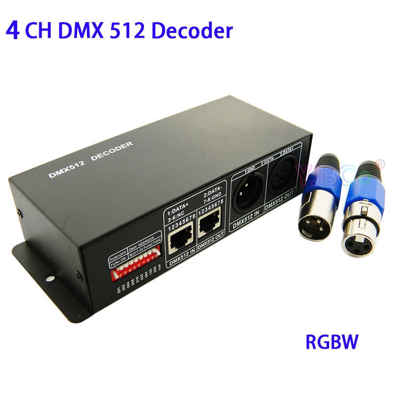 Dmx 512 decoder dimmer  dc 5v 12v 24v rgbw 4ch dmx 512 decoder led strip controller dmx to pwm rgbw light 4 channel *4a 16a