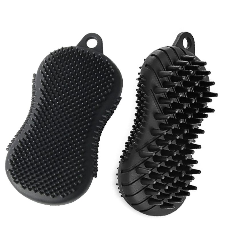2 pz spazzola da bagno in silicone bifacciale esfoliante lavasciuga doccia bagno shampoo spazzola massaggiatore del cuoio capelluto per la crescita dei capelli