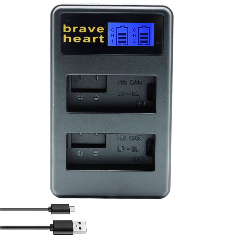 7.4v 1860 mah bateria lp  e8 batteri batteri akku + dubbel laddare för canon eos 550d 600d 650d 700d x4 x5 x6i x7i t2i t3i