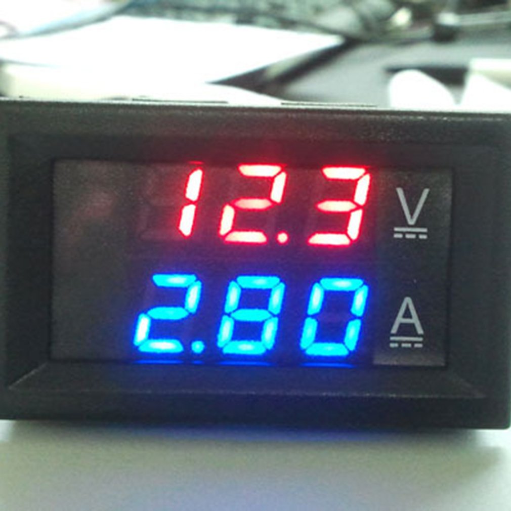 Amp Dual Digitale Led Voltage Meter DC100V 10A Voltmeter Amperemeter Blauw + Rood Display