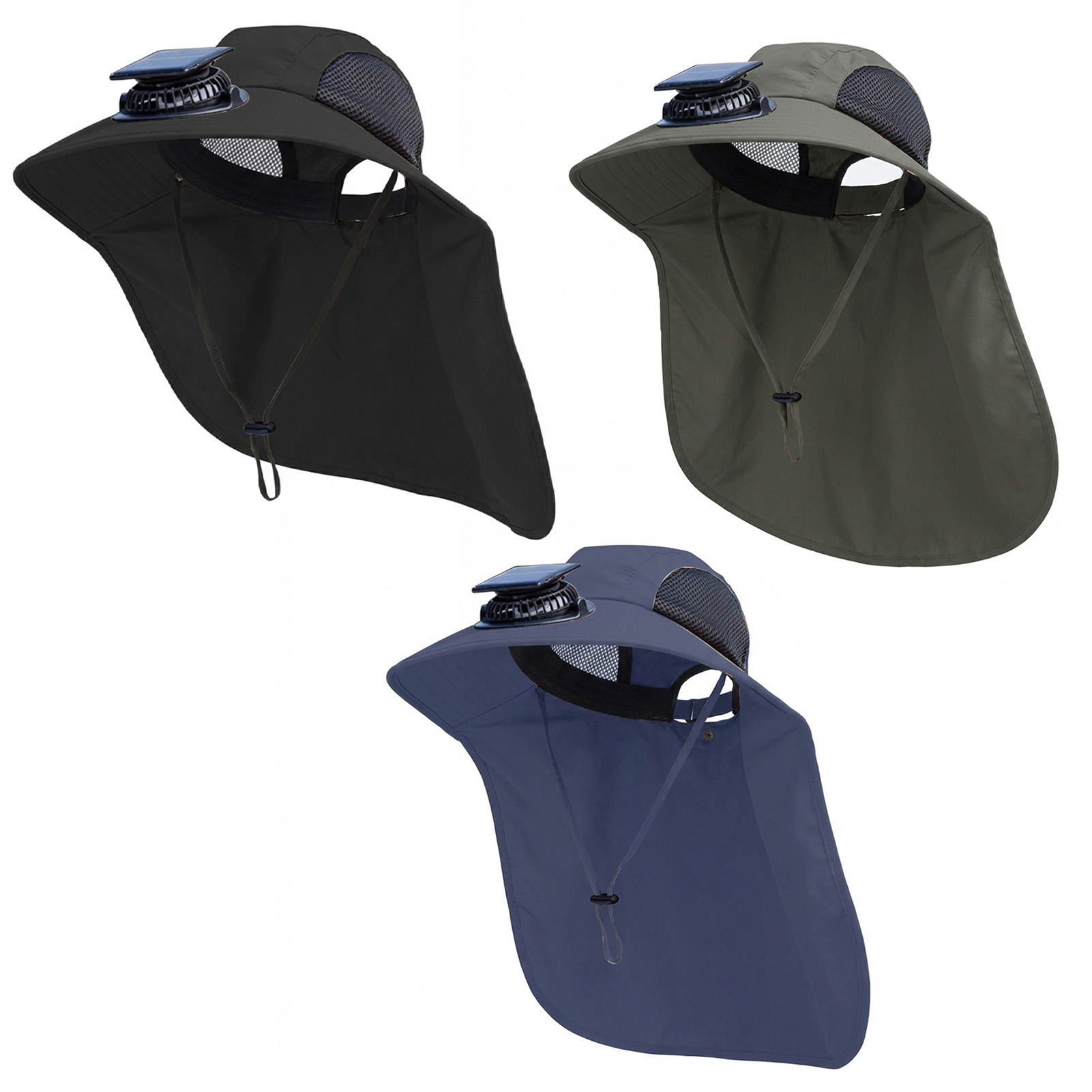 Zonnehoed met ventilator voor heren, outdoor vissershoed met koelventilatoren, ademende zomerpet