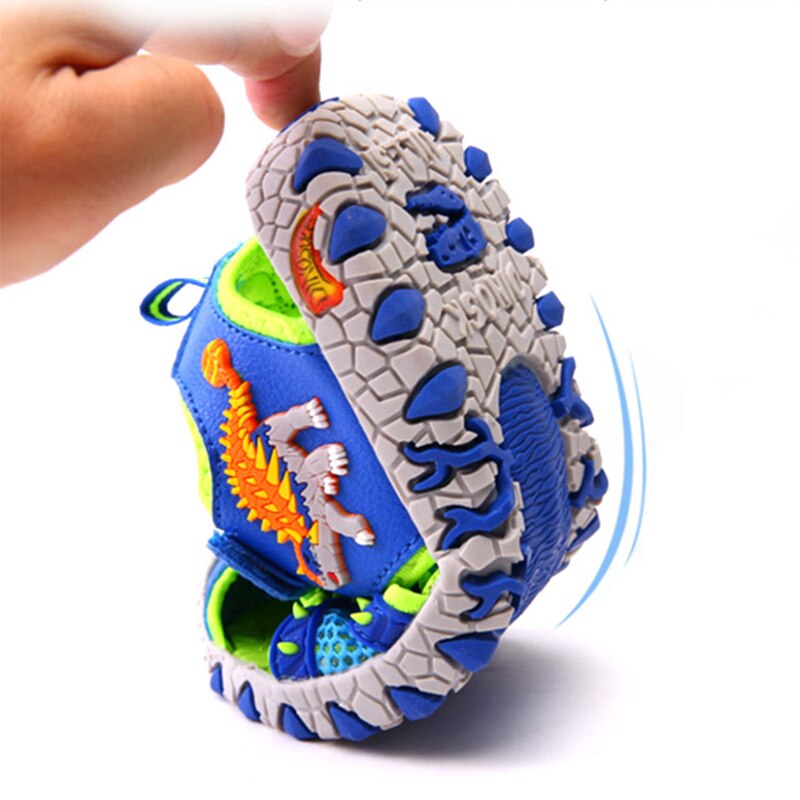Dino Dinosaurus Led Knippert Zomer Sandalen 4-8Y Jongens Kinderen Cut-Outs Gesloten Teen Little Kids Beach Vlekken Schoenen anti-Slip