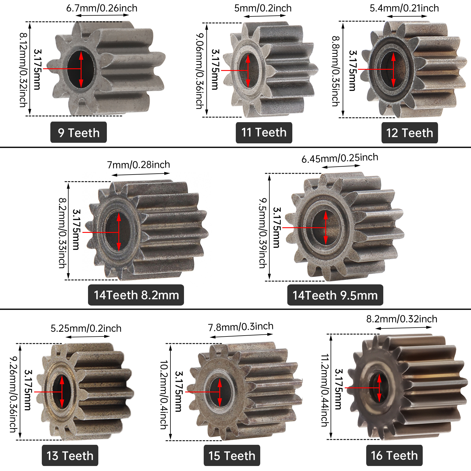 9/11/12/14/15/16 Zähne Elektromotor Metallgetriebe Austauschbare elektrische Bohrmaschine Mikromotor Getriebe für RS550 DC Motor