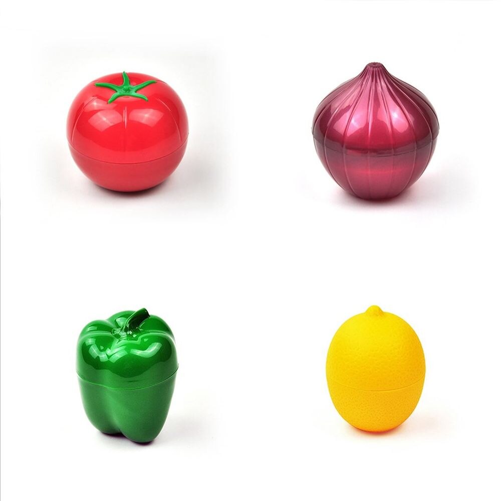 Plast lök grön paprika vitlök formade matbehållare skarpare citron frukt fodral färsk låda kylskåp hem förvaring