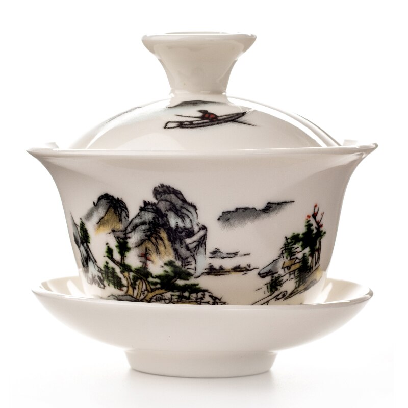 Taza de té Gaiwan tueen tetera china tradicional Kungfu tetera tazón de té de cerámica taza de porcelana Sancai taza de té juegos D002: 5
