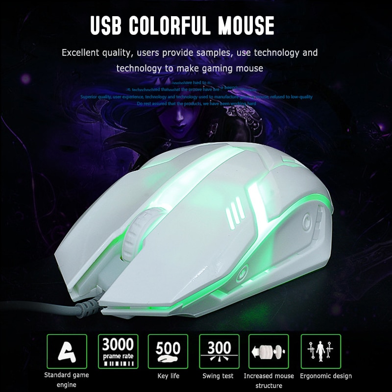 Gamer Gaming Mouse 1600DPI Wired Optical Computer Mice USB Cable Mouse For Laptop PC Desktop Computer Peripherals