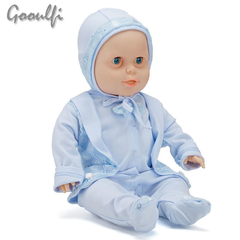 Gooulfi Baby-Karosserie 3-6 Monate Baumwolle Taufe setzt Baby-Karosserie lang Ärmel Mit Hütte Einfarbig Baby Gesamt Jungen