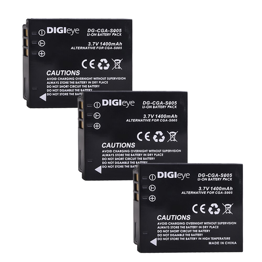 CGA-S005 S005E DMW-BCC12 Battery for Panasonic Lumix DMC-FS1 FS2 FX1 FX3 FX8 FX9 FX10 FX12 FX50 FX100 DMC-LX1 LX2 LX3: 3Pcs