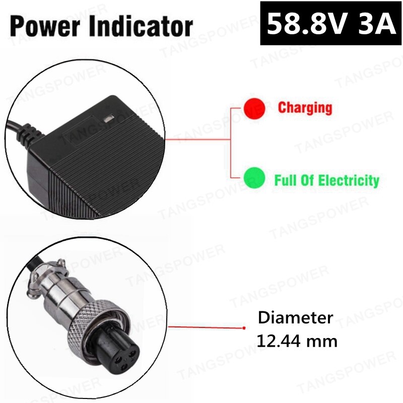 150W 58.8V 3A Charger For 14S 52V Lithium Battery Pack For 58.8V3A Li-ion Battery Charger Strong With Cooling Fan: Blue / EU