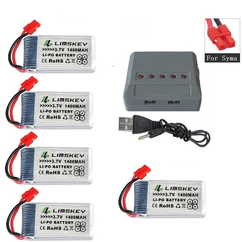 For SYMA X5 X5S X5C X5SC X5SH X5SW X5UW X5UC M18 H5P H11D H11C T64 T04 T05 F28 F29 T56 T57 1400mAh 3.7v lipo Battery charger set: Sky Blue