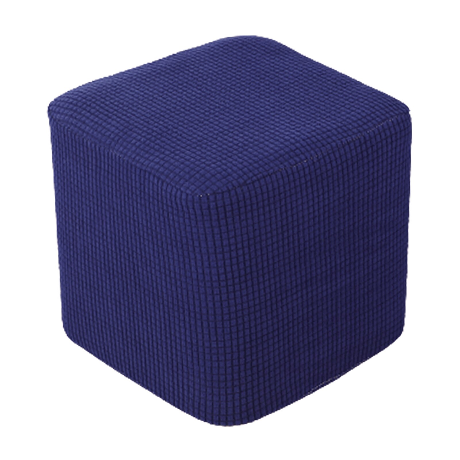 Square Ottoman Slipcover Polyester Footstool Furniture Cover Jacquard Fabric: dark blue