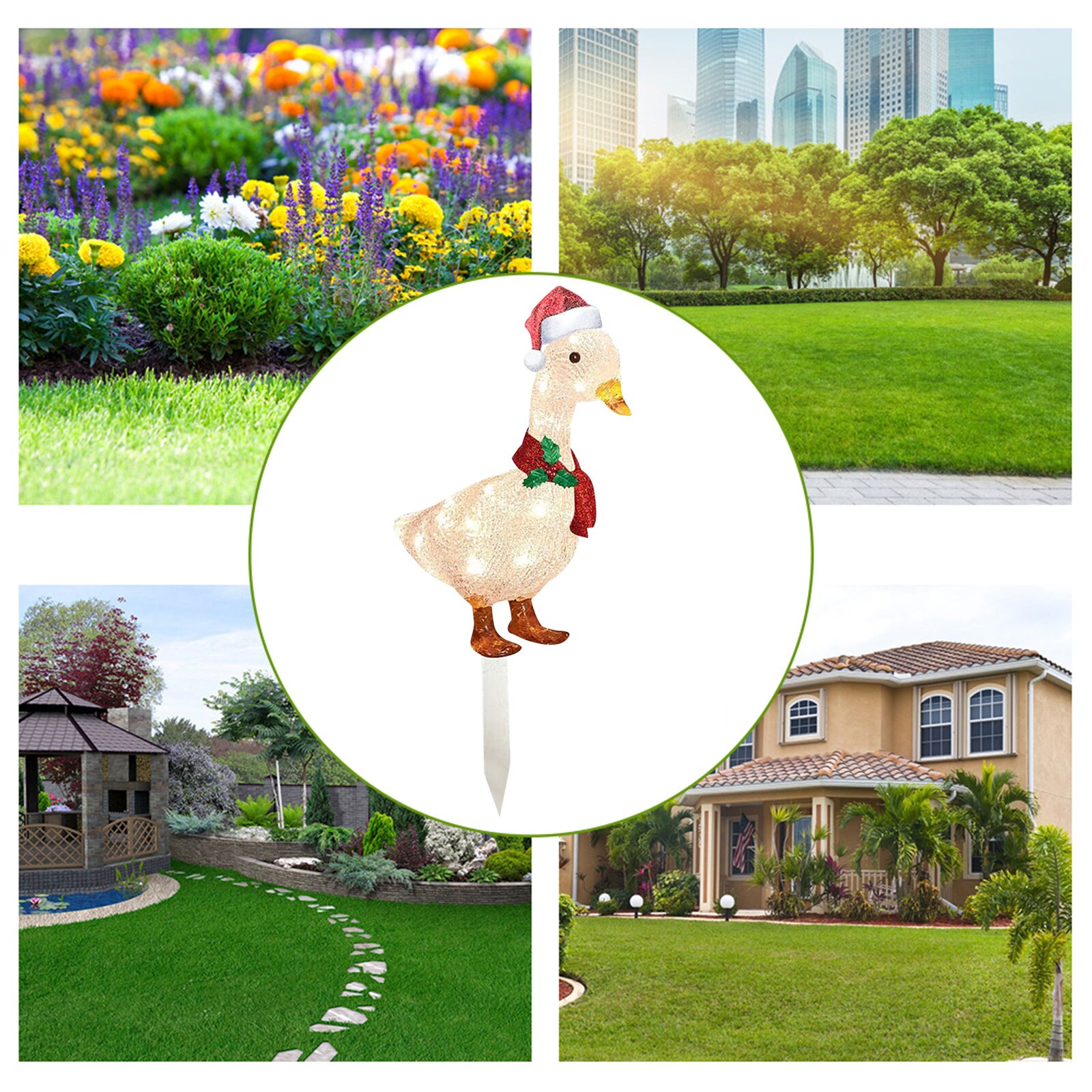 Light-Up Duck Glowing Duck With Scarf Outdoor LED Christmas Garden Stakes Lights Festive Atmosphere Garden Decorations