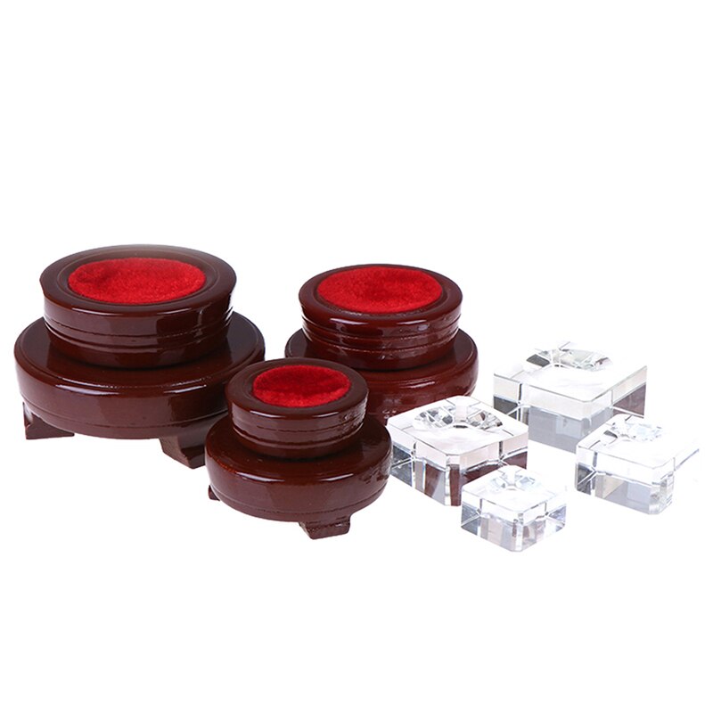 Red Brown Wooden Display Stand Base For Crystal Balls Sphere Globe Stones Wooden Display Stand Holder Accessory