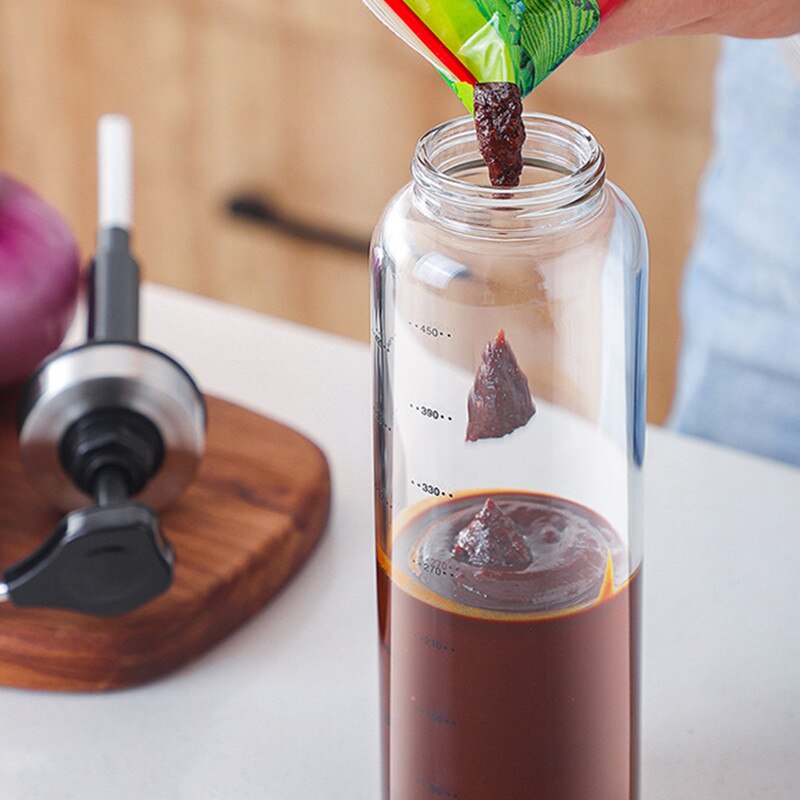 Kitchen Glass Sauce Squeeze Bottle Kicthen Storage Pot for Ketchup Salad and Honey